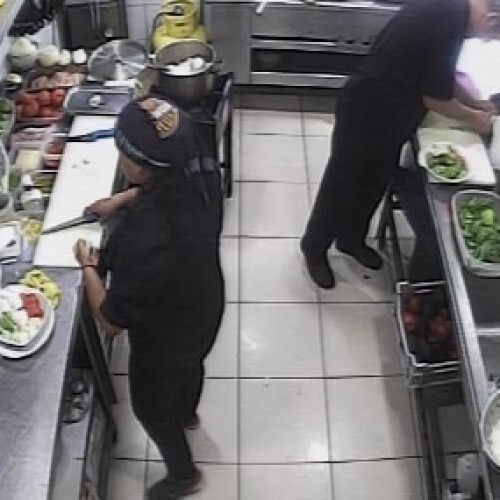 chile - santiago: restaurant kitchen view in santiago