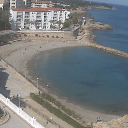 spain - latmella de mar: overlooking the beach from restaurant lalguer