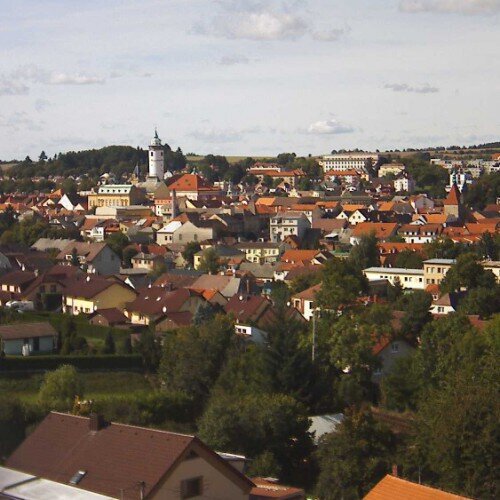 czech republic - domazlice: domazlice city view